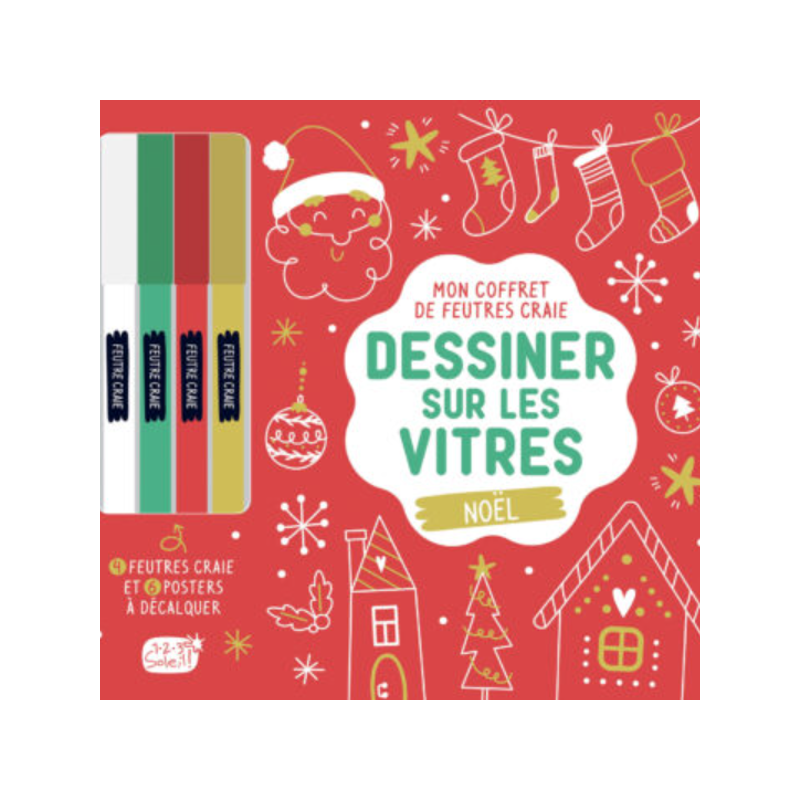 Mon coffret de feutres craie Dessiner sur les vitres – Noël