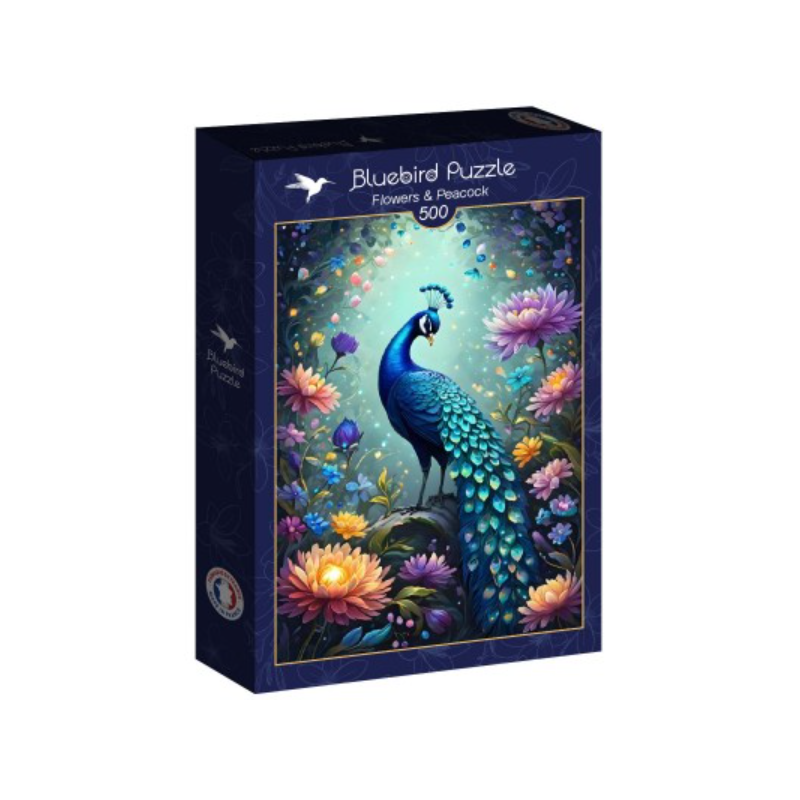 Puzzle 500 pcs - Flowers & Peacock
