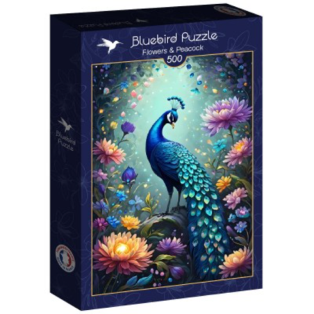 Puzzle 500 pcs - Flowers & Peacock